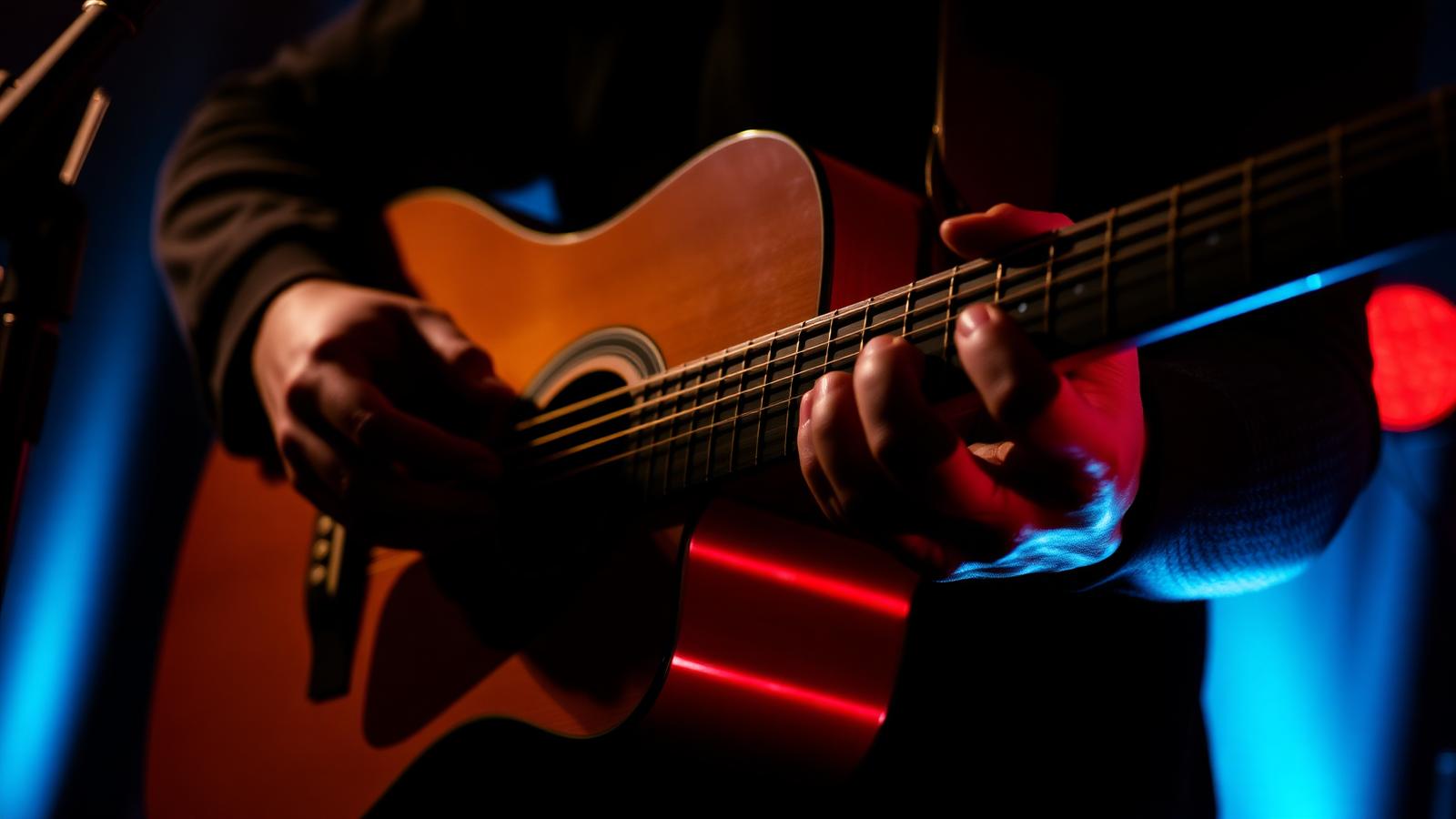 Mãos tocando violão